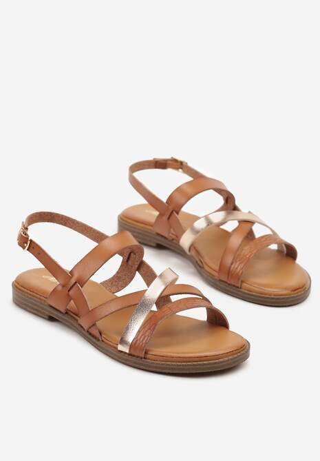 Brązowe Sandały z Ozdobnymi Paskami Davirena