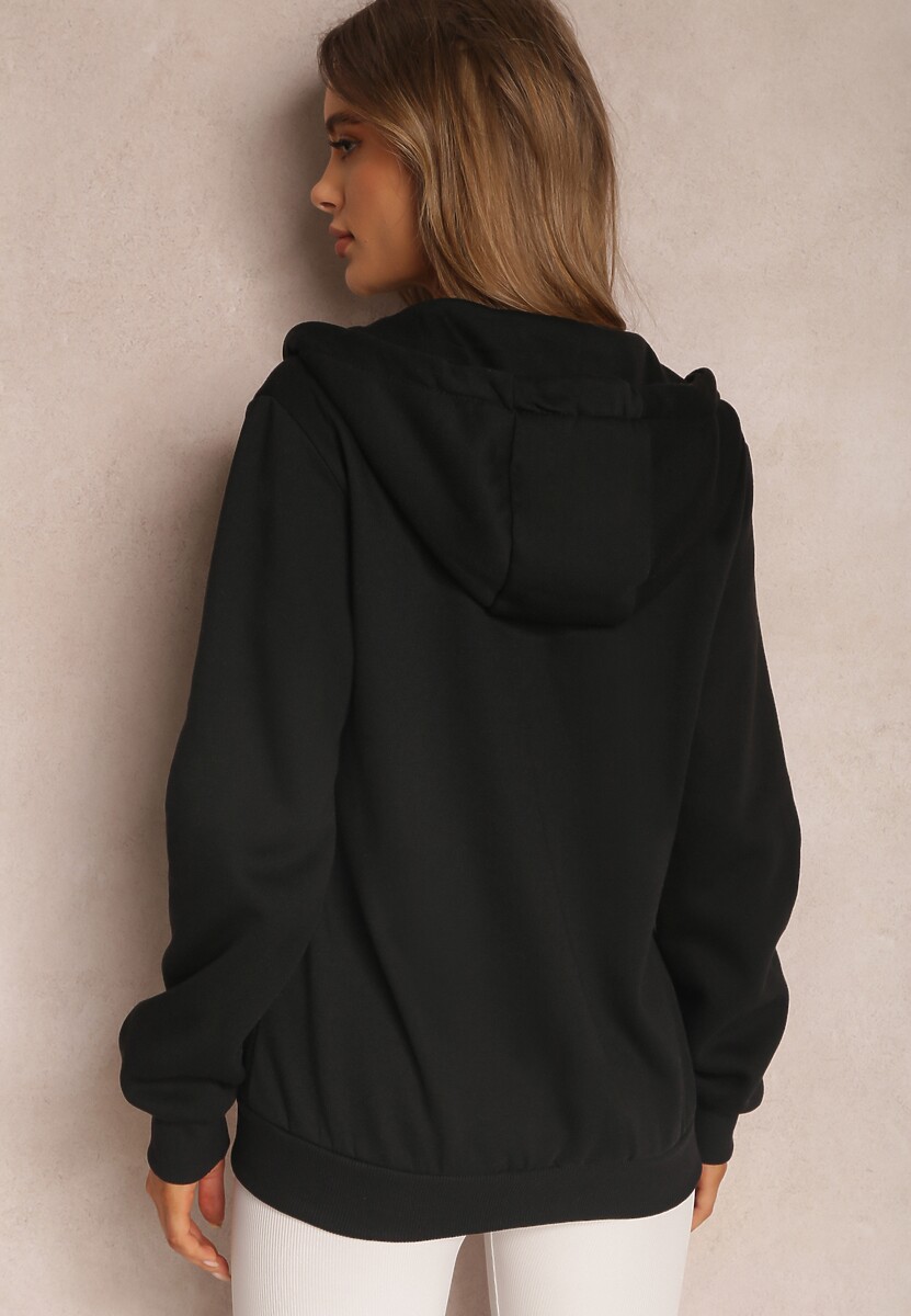 Czarna Bluza z Kapturem Zapinana na Suwak Edan