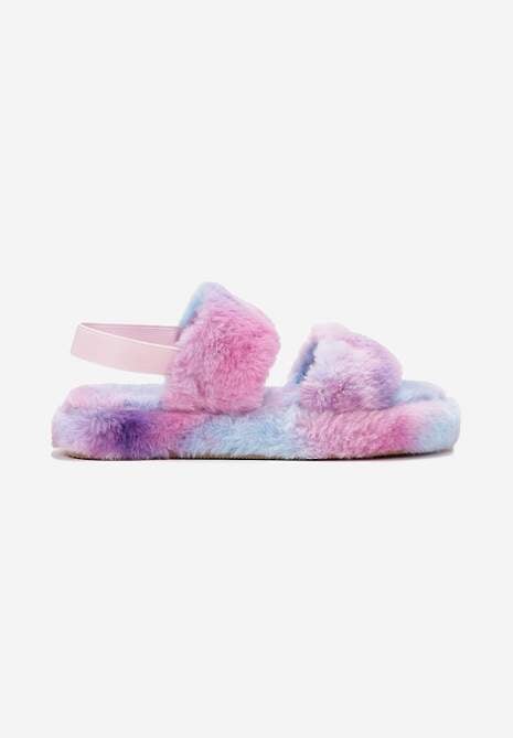 Fioletowe Kapcie z Futerka z Elastycznym Paskiem Podtrzymującym Piętę Arexis