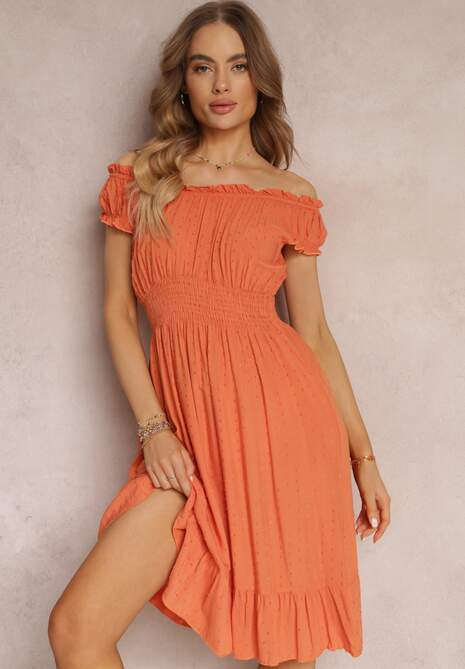 Pomarańczowa Sukienka Hiszpanka z Falbanką Anarine
