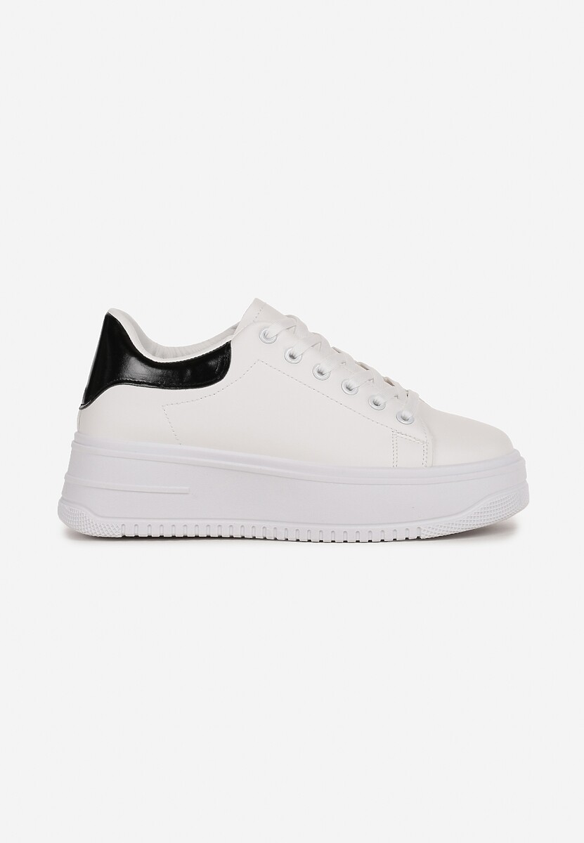Biało-Czarne Sneakersy na Platformie przed Kostkę Ocania
