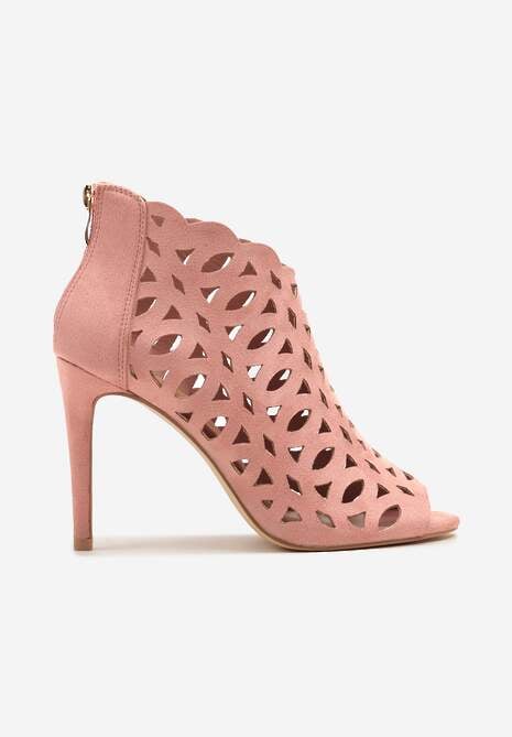 Różowe Ażurowe Sandały Botki Vices na Szpilce Natessae