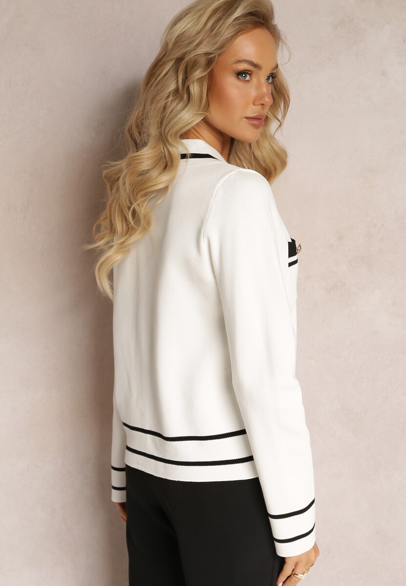 Biały Zapinany Kardigan z Wiskozy Muminah