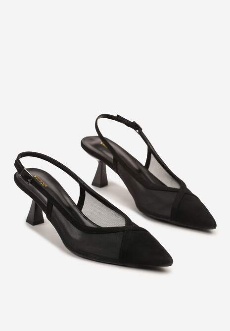 Czarne Przezroczyste Sandały Vices na Kaczuszce Typu Slingback Atilessa