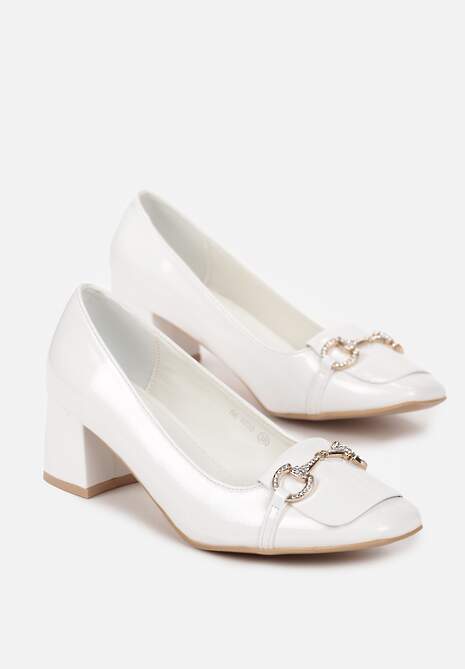 Białe Czółenka z Klamerką w Cyrkonie na Słupku Viokha