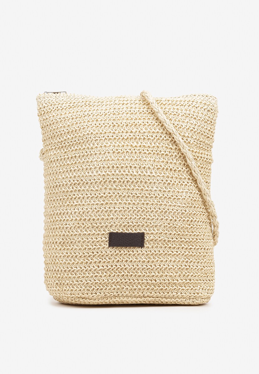 Beżowa Pleciona Torebka Typu Listonoszka Savellea