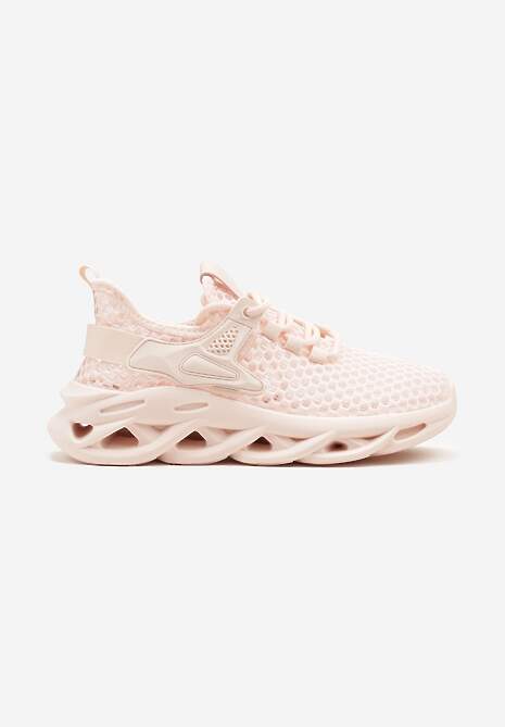 Różowe Buty Sportowe Sneakersy na Platformie Ozdobionej Tłoczeniem Teliriella