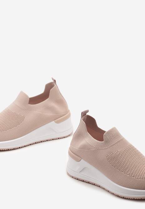 Różowe Casualowe Buty Sportowe na Platformie bez Zapięcia Winulla