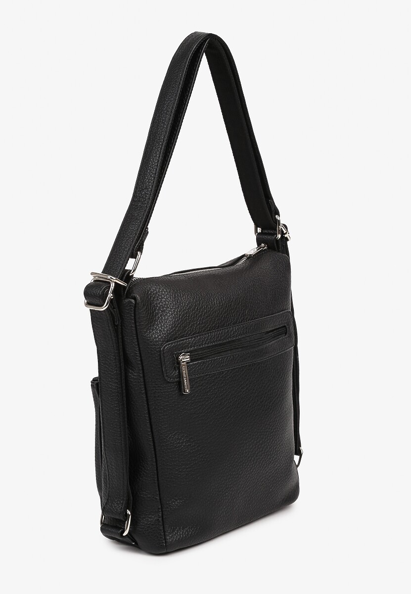 Czarna Torebka Ozdobiona Metalicznym Napisem Tenzara