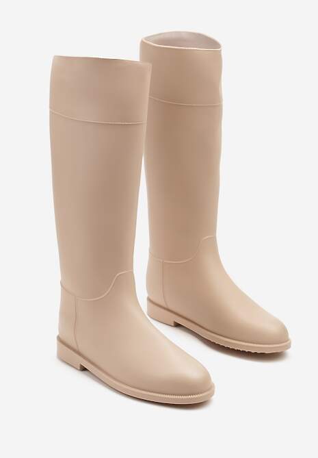 Beżowe Stylowe Kalosze w Stylu Oficerek Nelreia