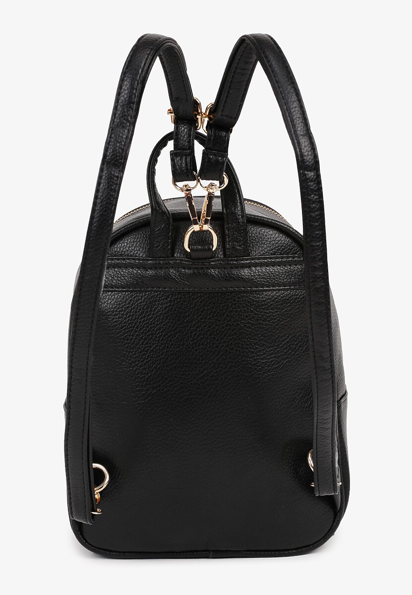 Czarny Trapezowy Plecak Zdobiony Elegancką Aplikacją Nanilia