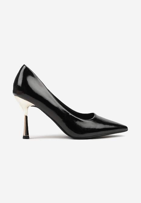 Czarne Szpilki Vices Lakierowane z Wkładką ze Skóry Naturalnej Olorissa