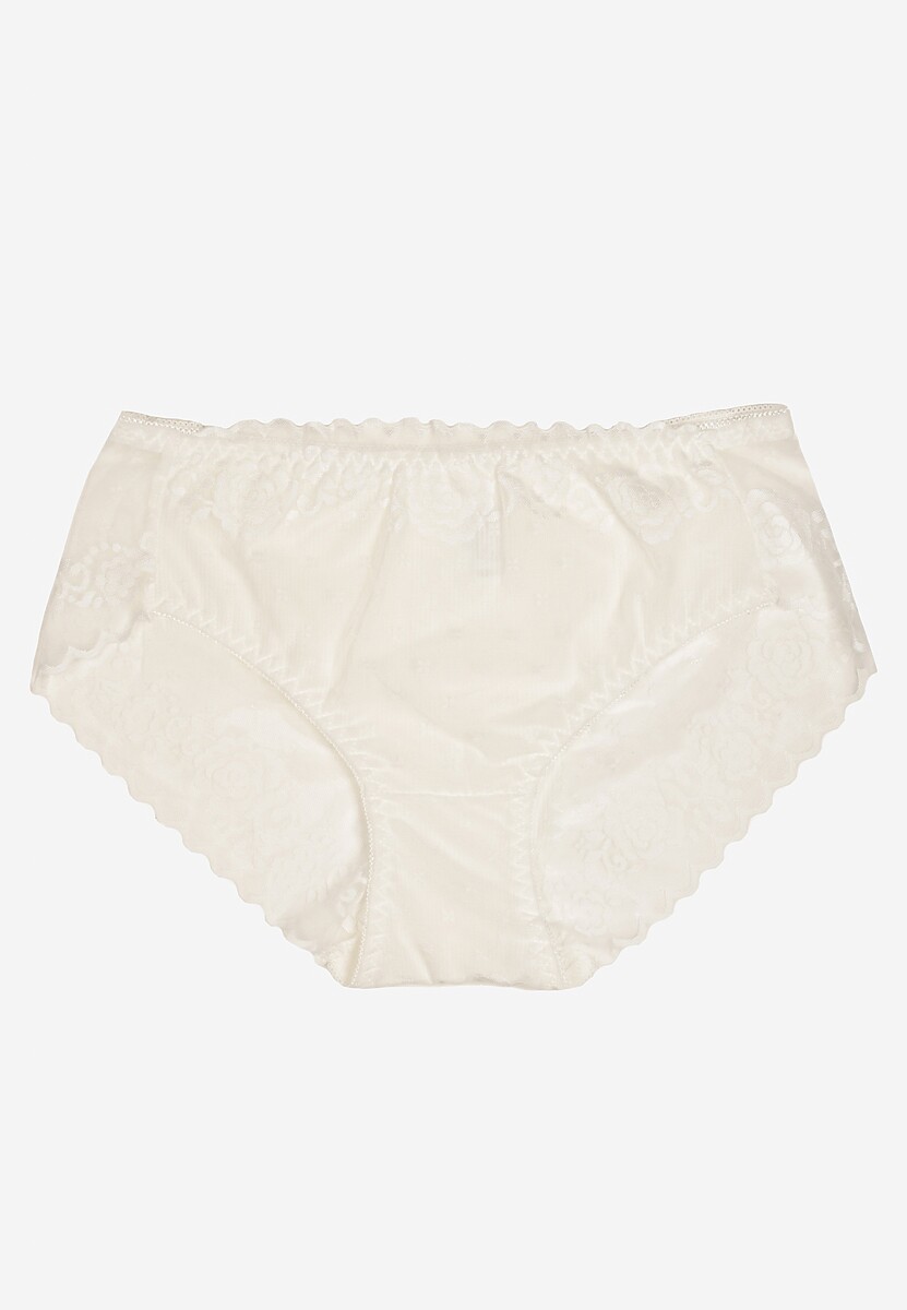 Białe Koronkowe Majtki Figi z Bawełny Kelista
