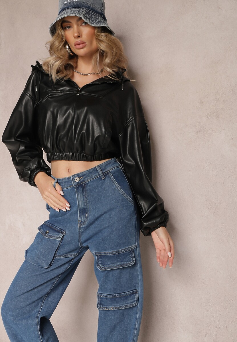 Niebieskie Bawełniane Spodnie Bojówki z Prostymi Nogawkami i Kieszeniami z Klapami Aranduil