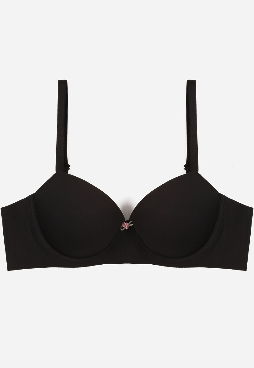 Czarny Gładki Biustonosz o Klasycznym Fasonie Amanei