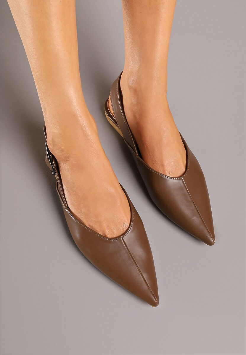Brązowe Sandały Vices Slingback z Paskiem ze Sprzączką Nirarine