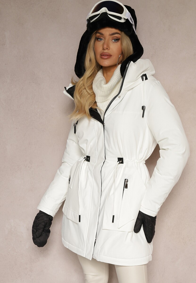 Czerwona Kurtka w Stylu Parki ze Ściągaczem i Kapturem Semelora