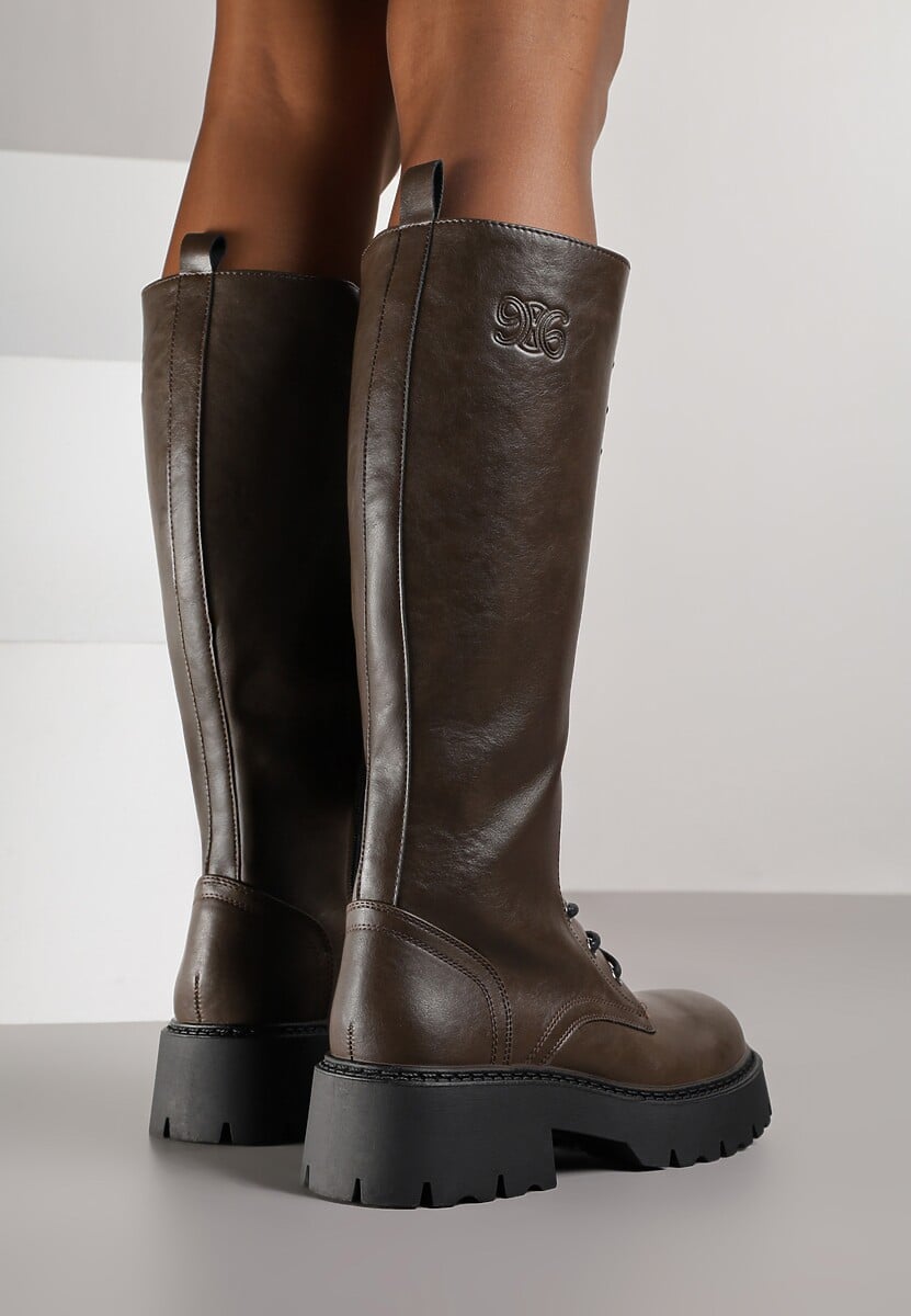 Brązowe Kozaki VICES Typu Workery w Grungowym Stylu Unalira