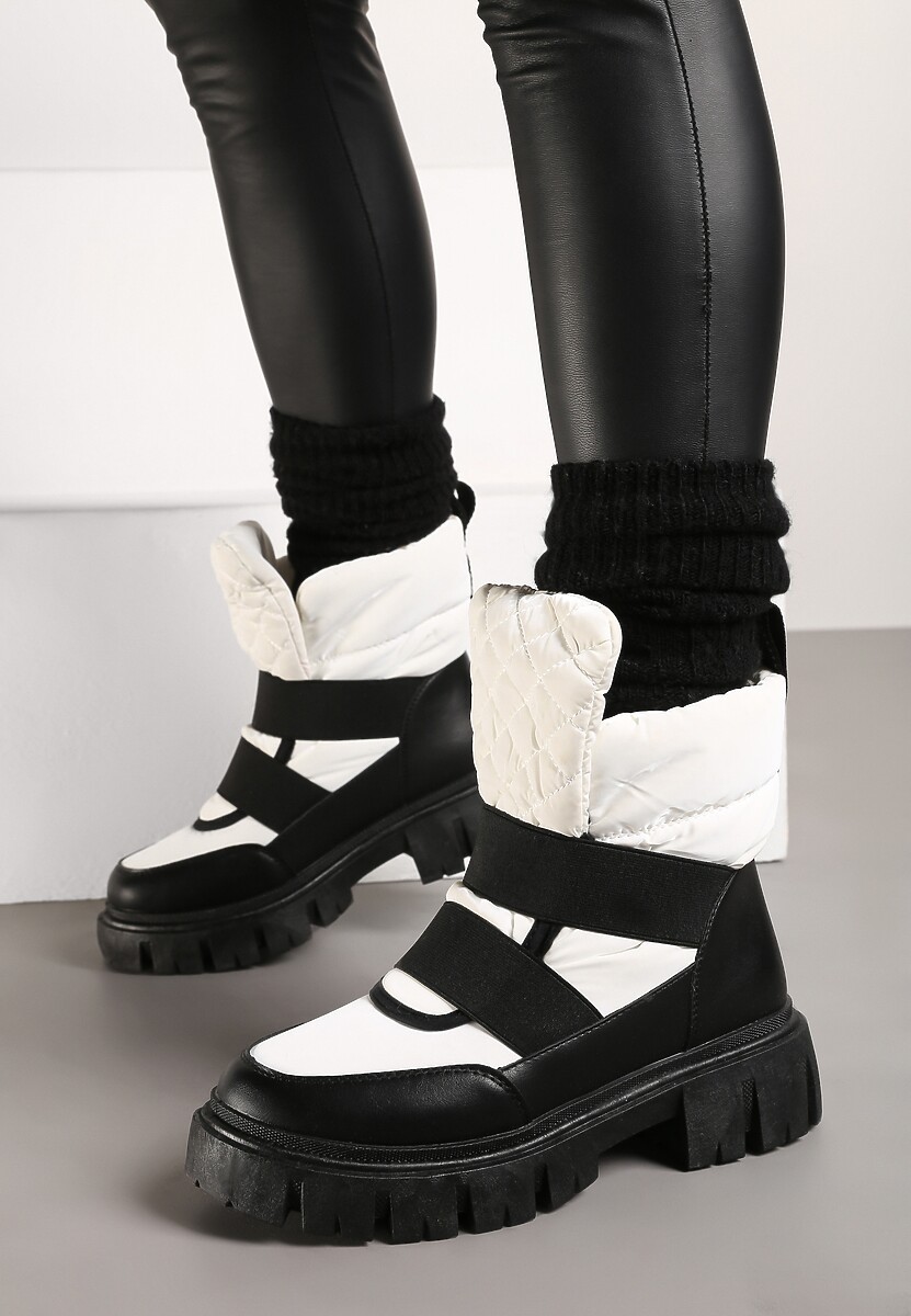 Czarno-Białe Śniegowce Wsuwane Pikowane Arjis