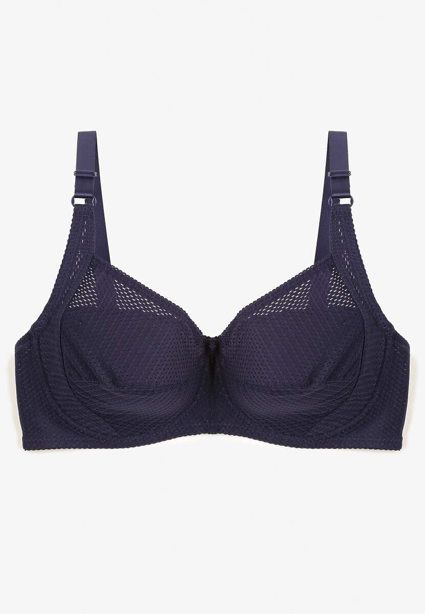 Granatowy Biustonosz Full Cup z Regulowanymi Ramiączkami Vikonna