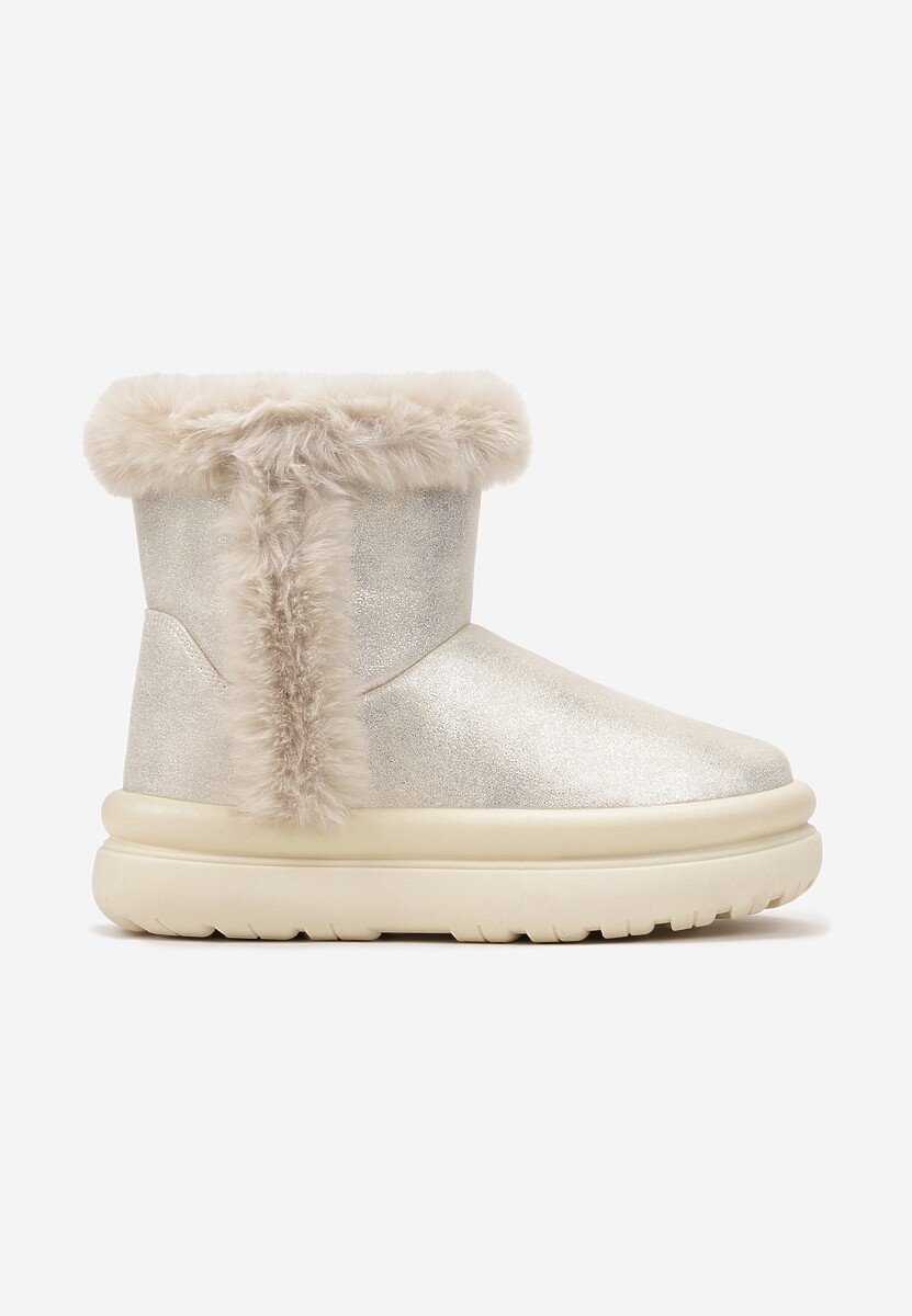 Beżowe Śniegowce za Kostkę z Futerkiem na Platformie Daxolina