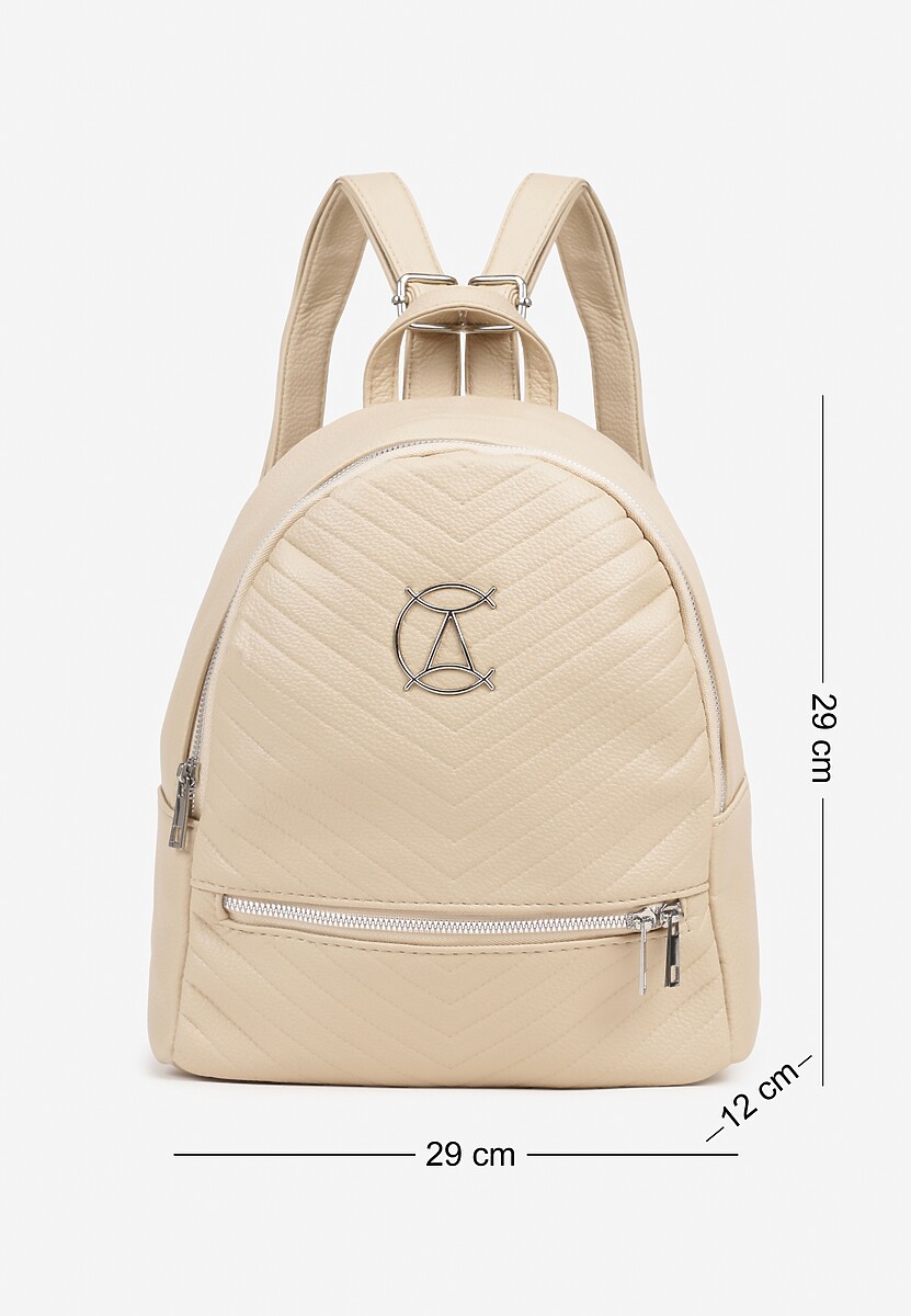 Czarny Casualowy Plecak Ozdobiony Metalicznym Logo i Pikowaniem Jaloedi