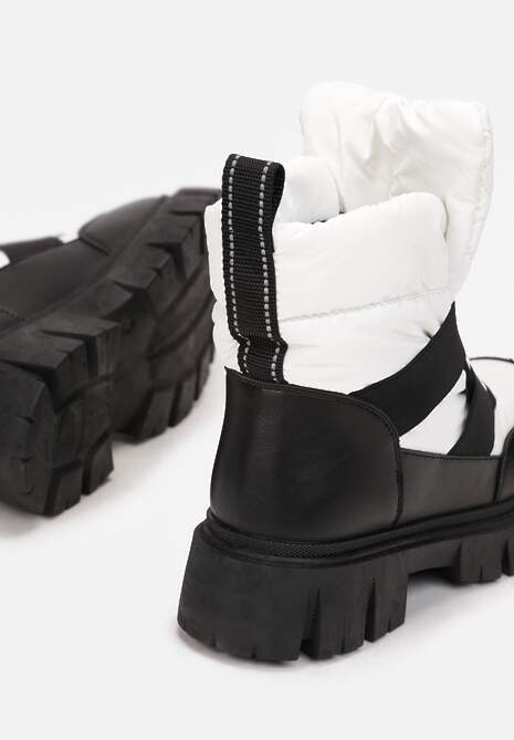 Czarno-Białe Śniegowce Wsuwane Pikowane Arjis