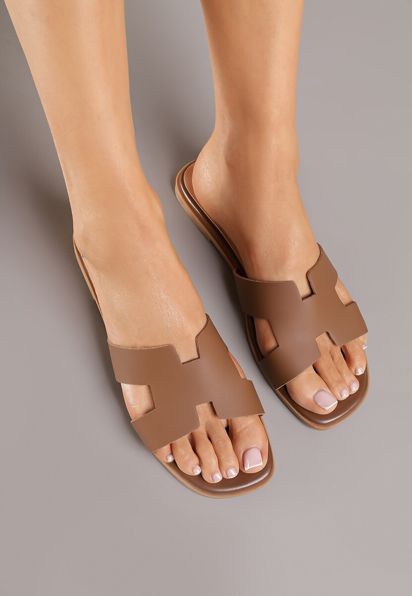 Brązowe Klapki Vices Ozdobione Wycięciami Arnellta