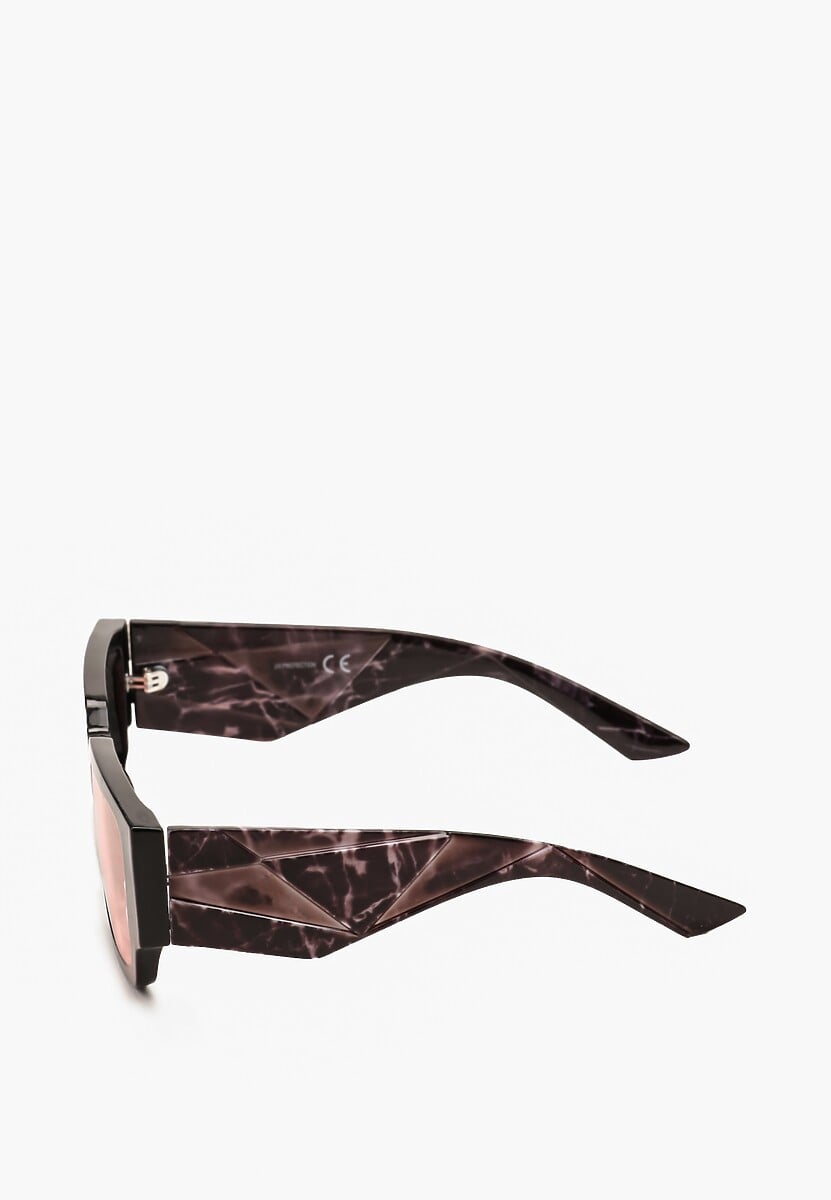 Brązowo-Różowe Okulary Przeciwsłoneczne o Geometrycznym Kształcie Naldia