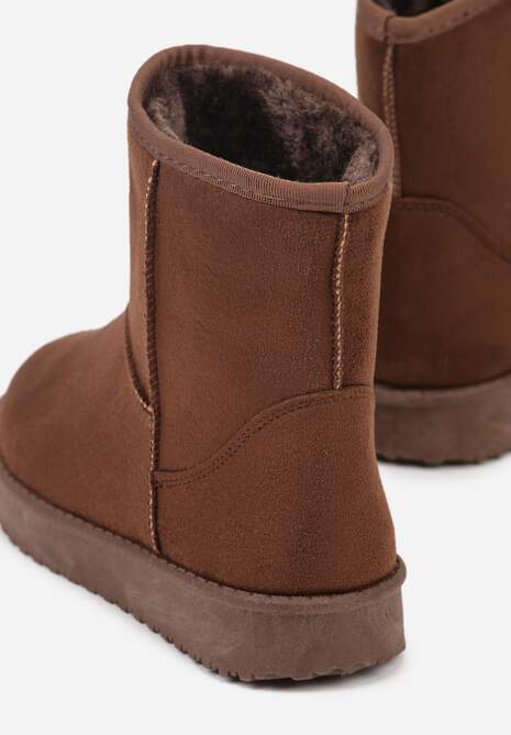 Brązowe Śniegowce z Przeszyciami po Bokach Retena