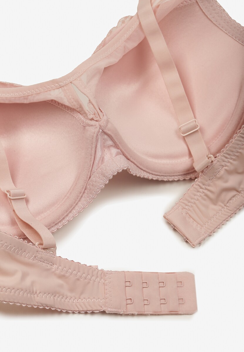 Jasnoróżowy Koronkowy Biustonosz z Odpinanymi Ramiączkami Revalora