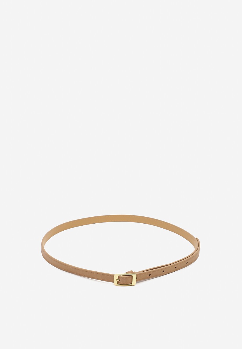 Jasnobeżowy Pasek Cienki z Prostokątną Klamrą Voreyna