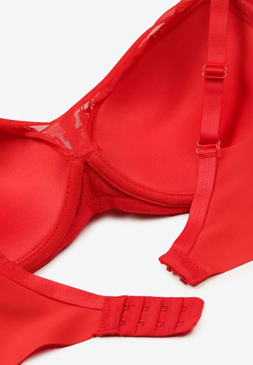 Czerwony Koronkowy Biustonosz Push-Up Evantia