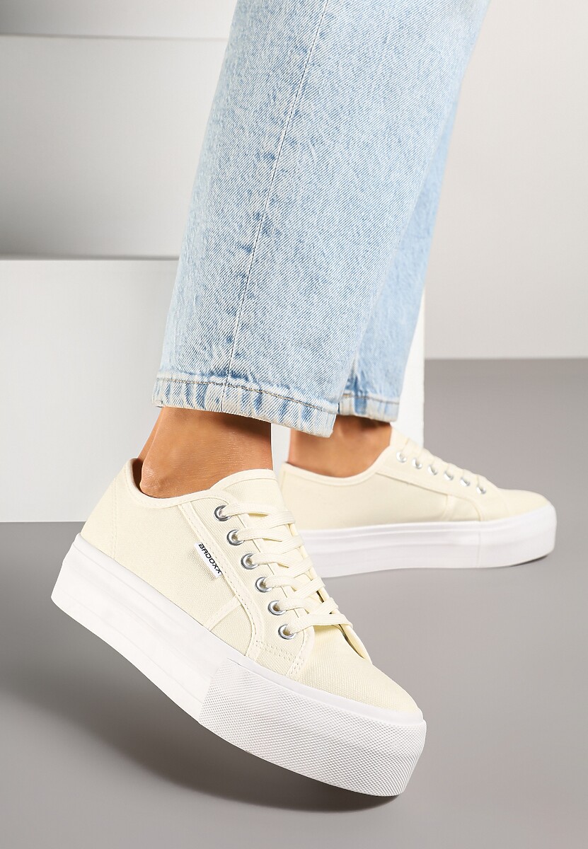 Beżowe Basicowe Trampki na Platformie Mailiselle