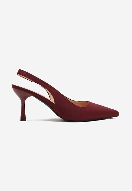 Bordowe Sandały na Szpilce Typu Slingback Melovelle