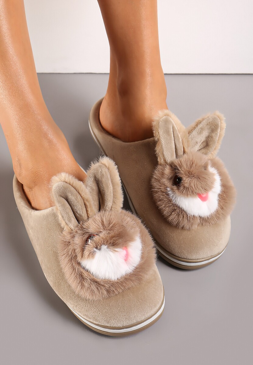 Ciemnobeżowe Kapcie Antinna