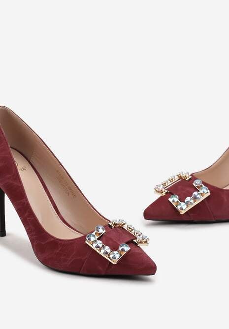 Bordowe Szpilki z Klamrą w Cyrkonie Stemloa