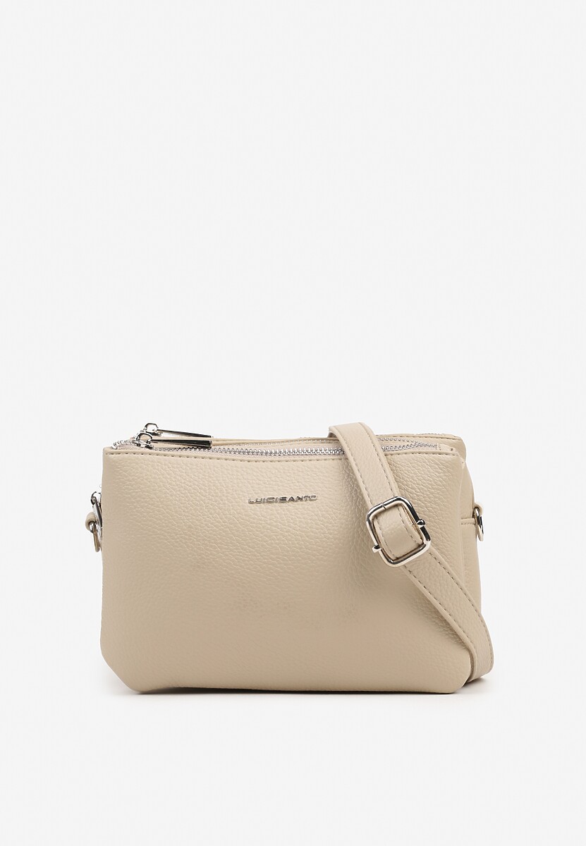 Beżowa Trzykomorowa Torebka Listonoszka w Klasycznym Stylu Nirive