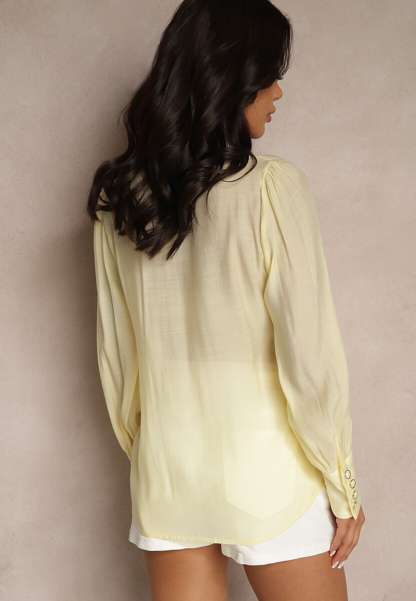Żółta Koszula z Wiskozą w Klasycznym Stylu Linadria