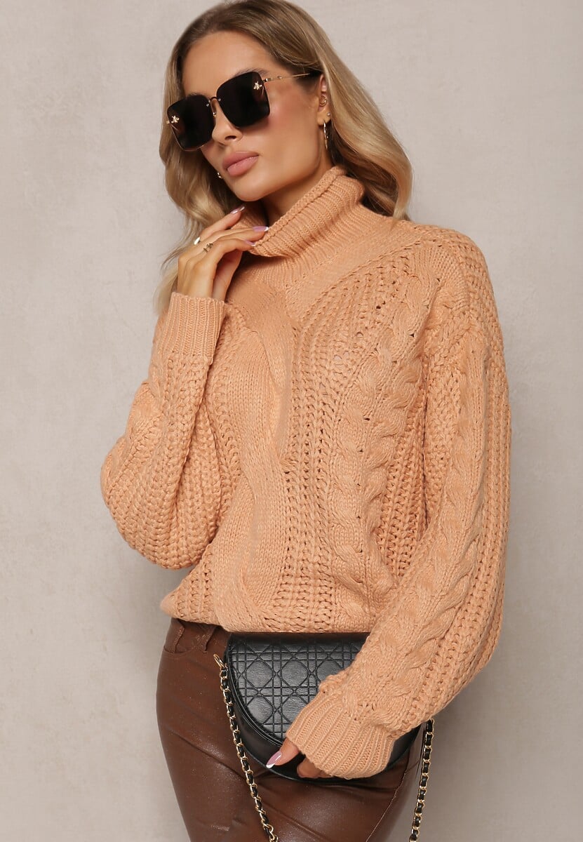 Beżowy Golf w Warkoczykowy Splot Dicuti