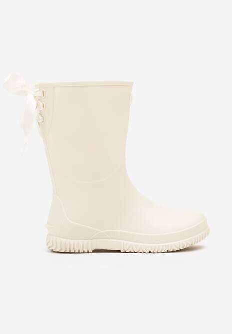 Beżowe Kalosze Ozdobione Wiązaniem Pinelle