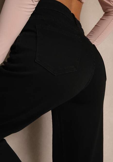 Czarne Jeansy High Waist z Szeroką Nogawką Riloresa