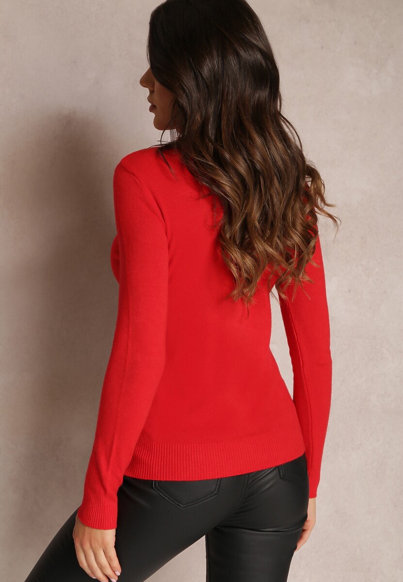 Czerwony Golf z Bawełną w Klasycznym Stylu Reiredia