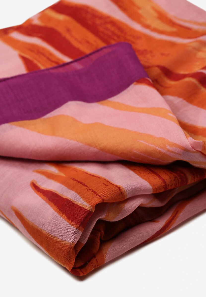 Fioletowo-Różowy Bawełniany Szalik w Print Jellala