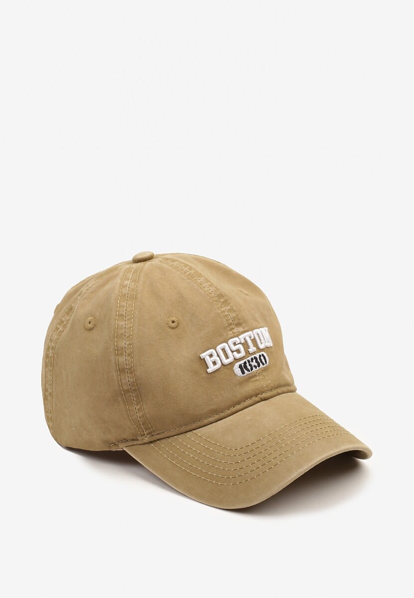 Brązowa Bawełniana Czapka z Daszkiem Ozdobiona Napisem Vornetta