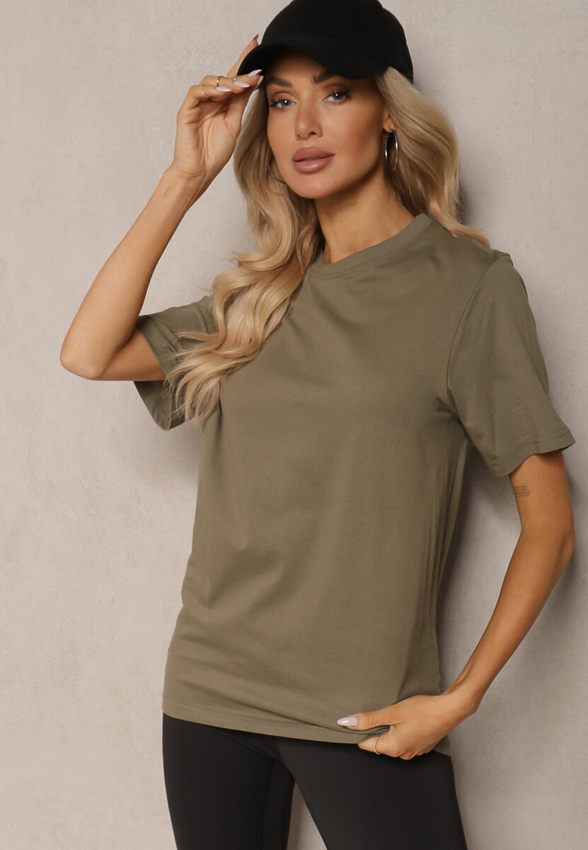 Zielona Koszulka z Bawełny bez Zdobień Danlekia