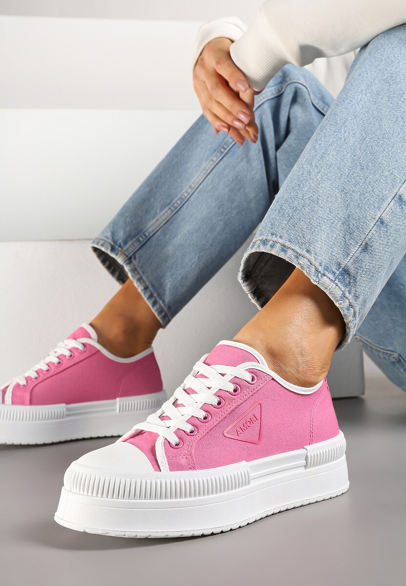 Fuksjowe Trampki na Podwójnej Podeszwie z Ozdobnym Znaczkiem na Cholewce Alivrelia