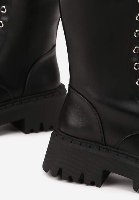 Czarne Kozaki Typu Workery Vices w Stylu Grunge ze Sprzączkami Eosette