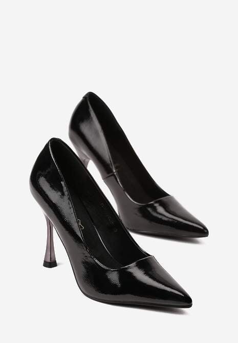 Czarne Szpilki Vices na Klepsydrze z Wkładką ze Skóry Naturalnej Zitene