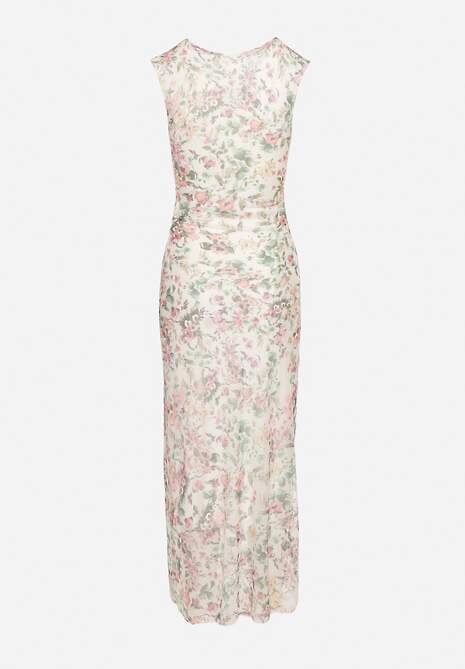 Biała Sukienka Typu Bodycon w Kwiatowy Wzór Melavela